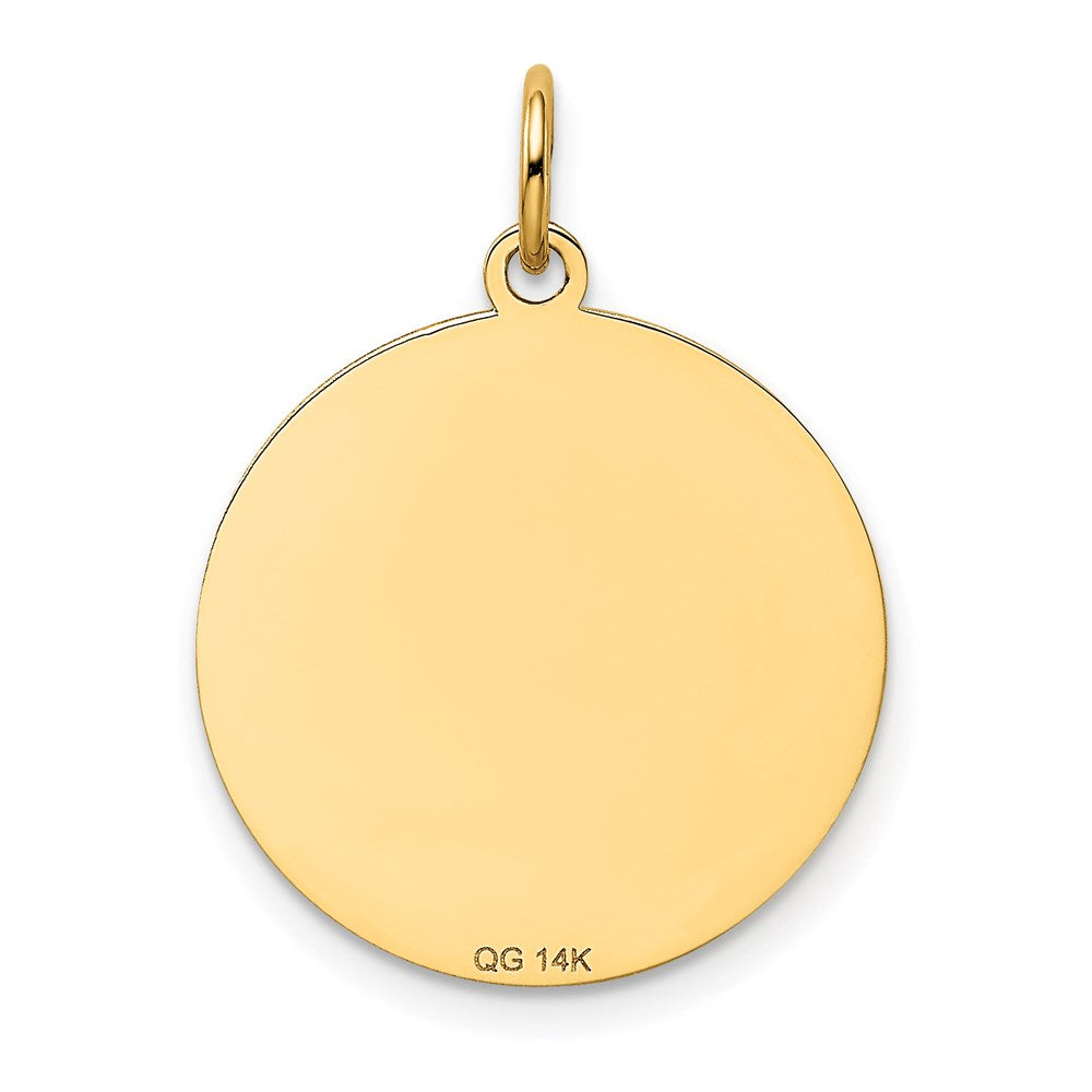 Alternate view of the 14k Yellow Gold Laser Etched German Shepherd Disc Pendant, 19mm by The Black Bow Jewelry Co.