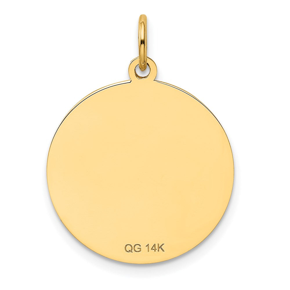 Alternate view of the 14k Yellow Gold Laser Etched Yorkshire Terrier Disc Pendant, 19mm by The Black Bow Jewelry Co.