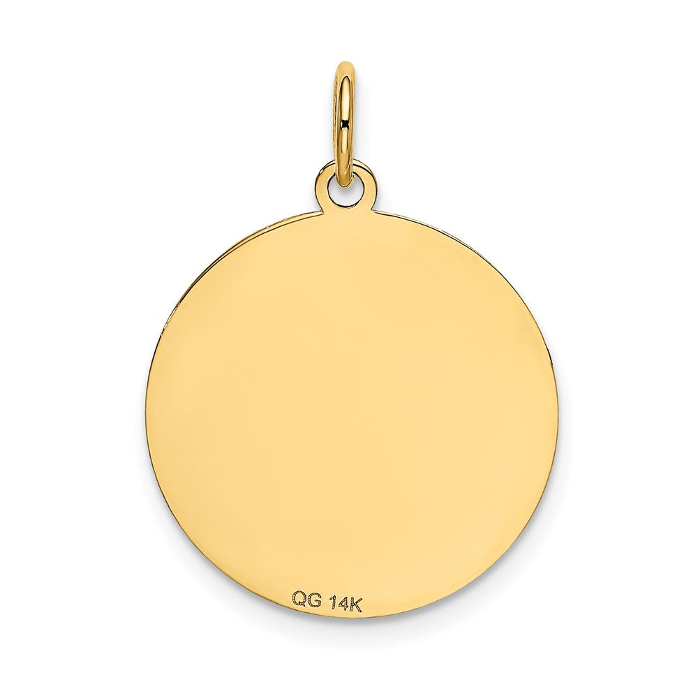 Alternate view of the 14k Yellow Gold Laser Etched Chihuahua Disc Pendant, 19mm by The Black Bow Jewelry Co.