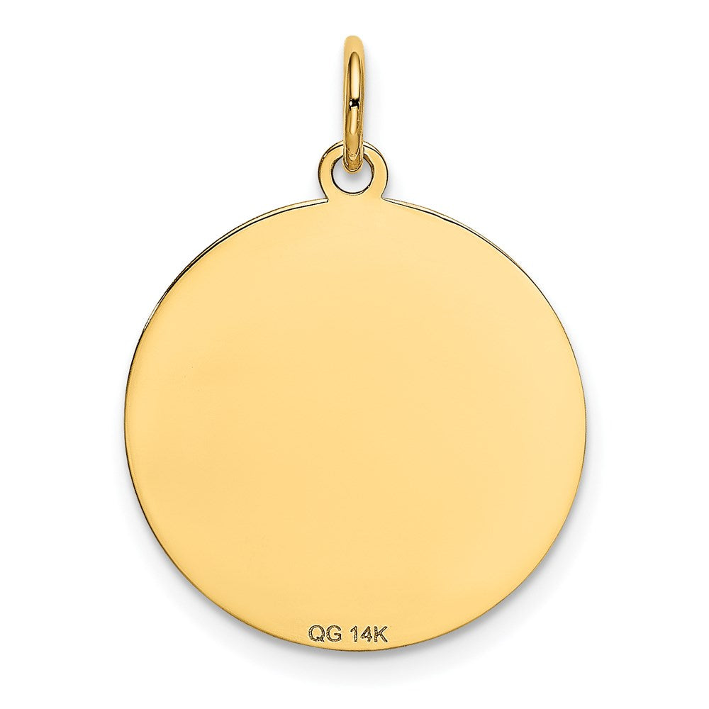 Alternate view of the 14k Yellow Gold Laser Etched Golden Retriever Disc Pendant, 19mm by The Black Bow Jewelry Co.