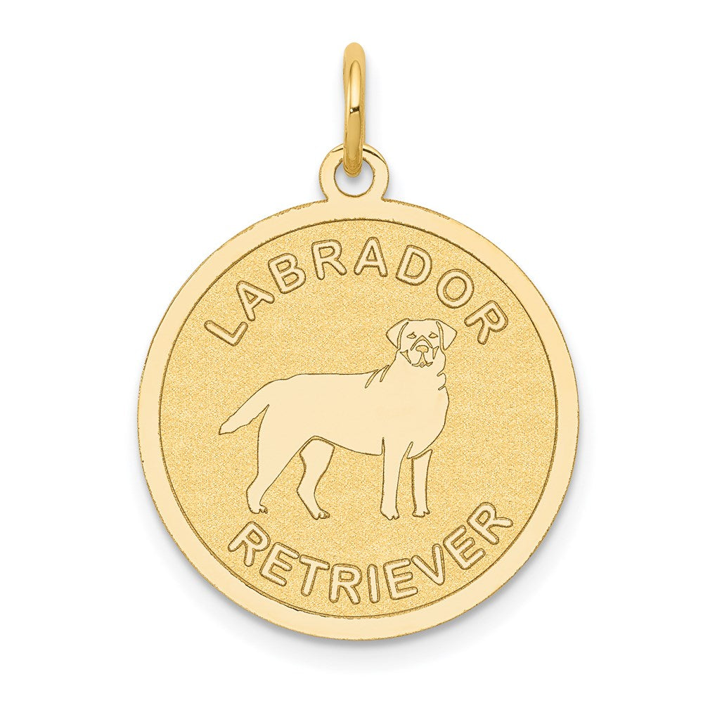 14k Yellow Gold Laser Etched Labrador Retriever Disc Pendant, 19mm, Item P10874 by The Black Bow Jewelry Co.