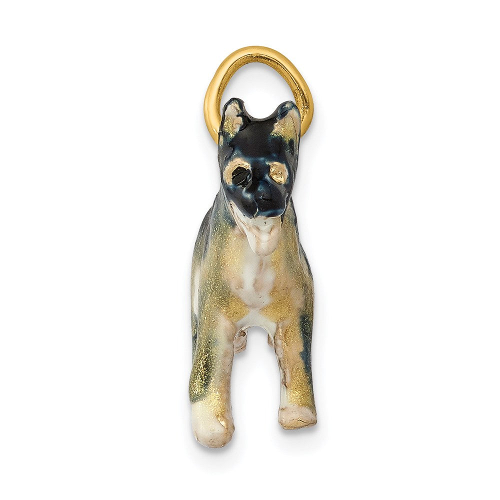 Alternate view of the 14k Yellow Gold 3D Enameled German Shepherd Pendant or Charm by The Black Bow Jewelry Co.