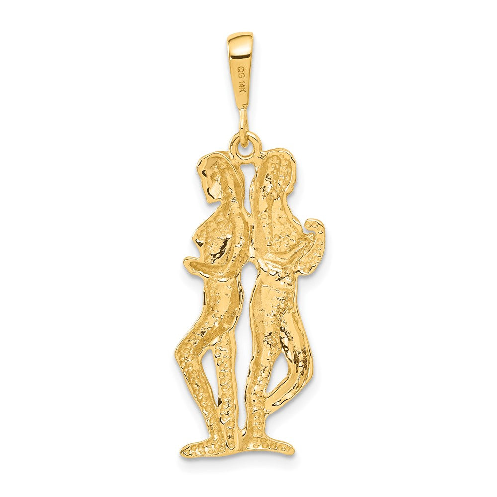 Alternate view of the 14k Yellow Gold Large Gemini the Twins Zodiac Pendant by The Black Bow Jewelry Co.