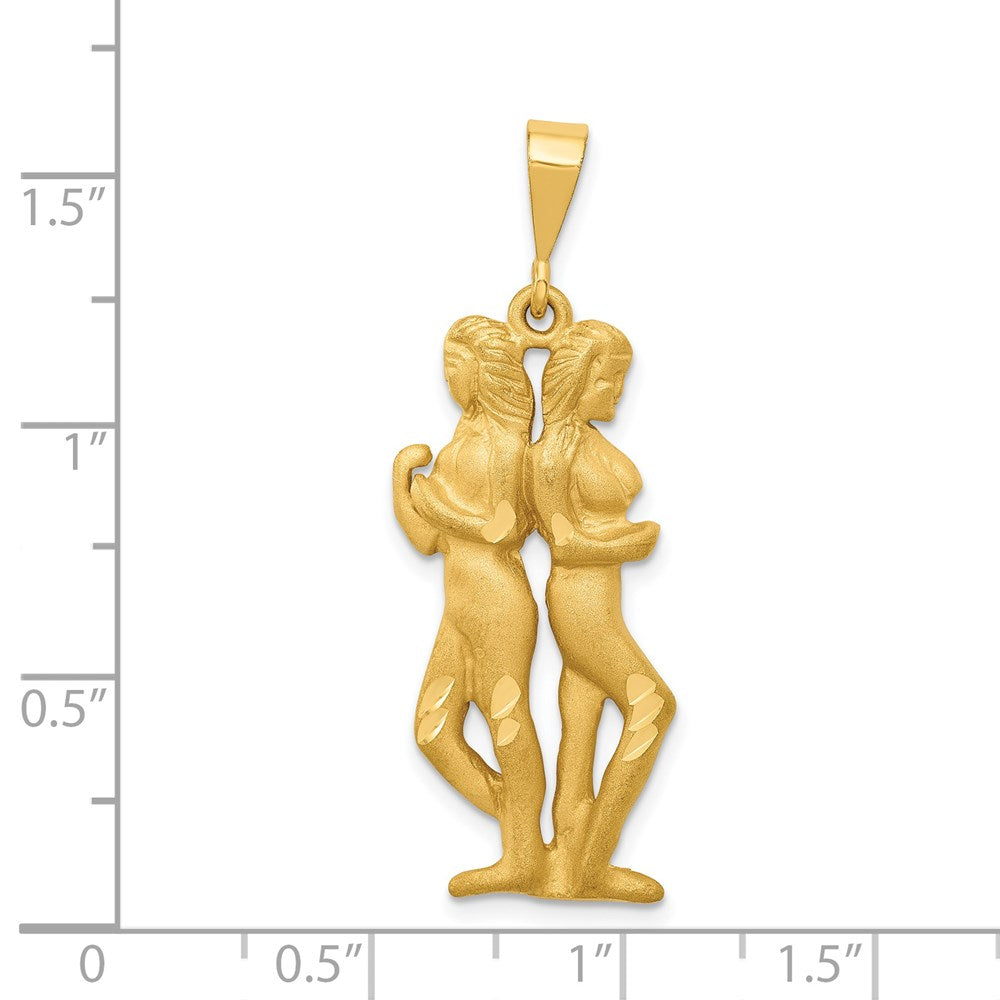 Alternate view of the 14k Yellow Gold Large Gemini the Twins Zodiac Pendant by The Black Bow Jewelry Co.