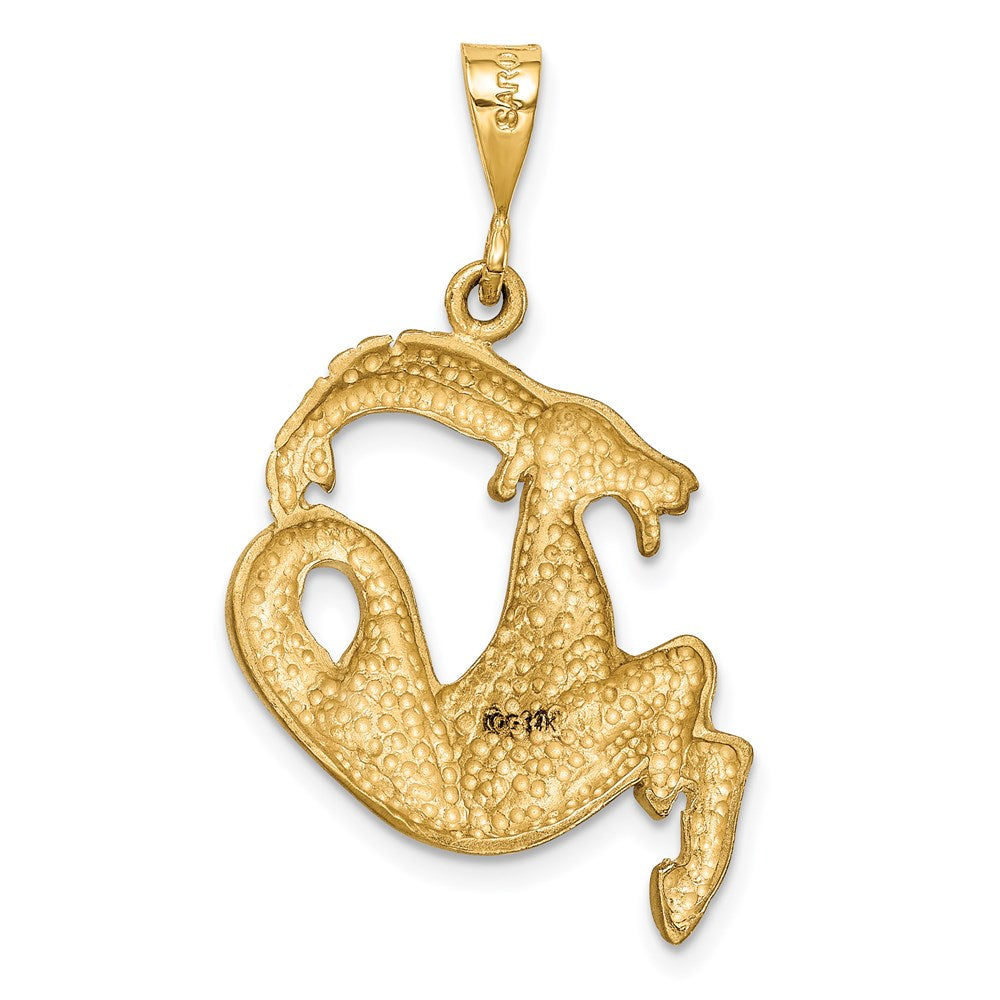 Alternate view of the 14k Yellow Gold Large Capricorn the Goat Zodiac Pendant by The Black Bow Jewelry Co.