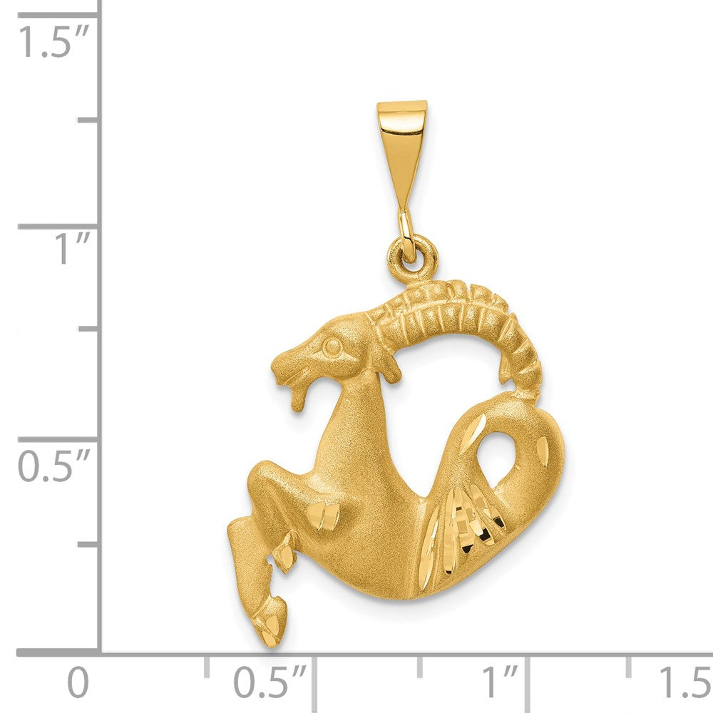 Alternate view of the 14k Yellow Gold Large Capricorn the Goat Zodiac Pendant by The Black Bow Jewelry Co.
