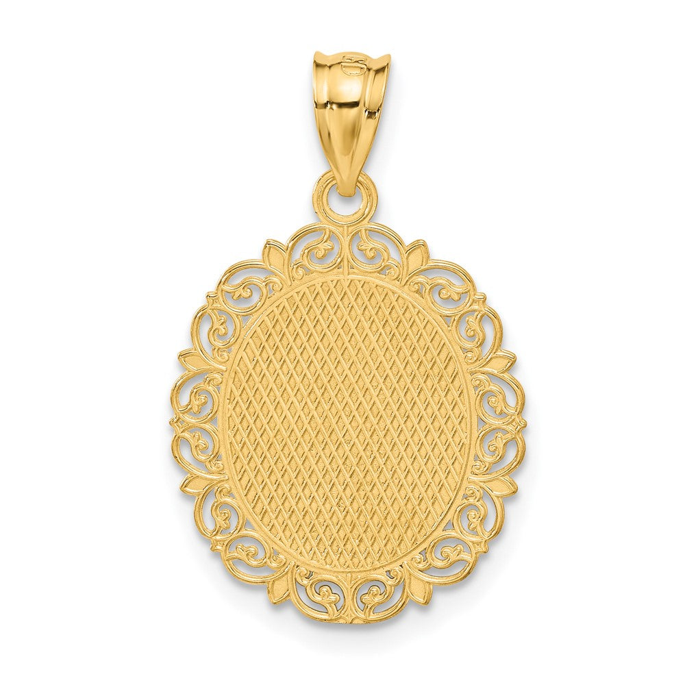 Alternate view of the 14k Yellow Gold Filigree Oval Aries the Ram Zodiac Pendant, 20mm by The Black Bow Jewelry Co.
