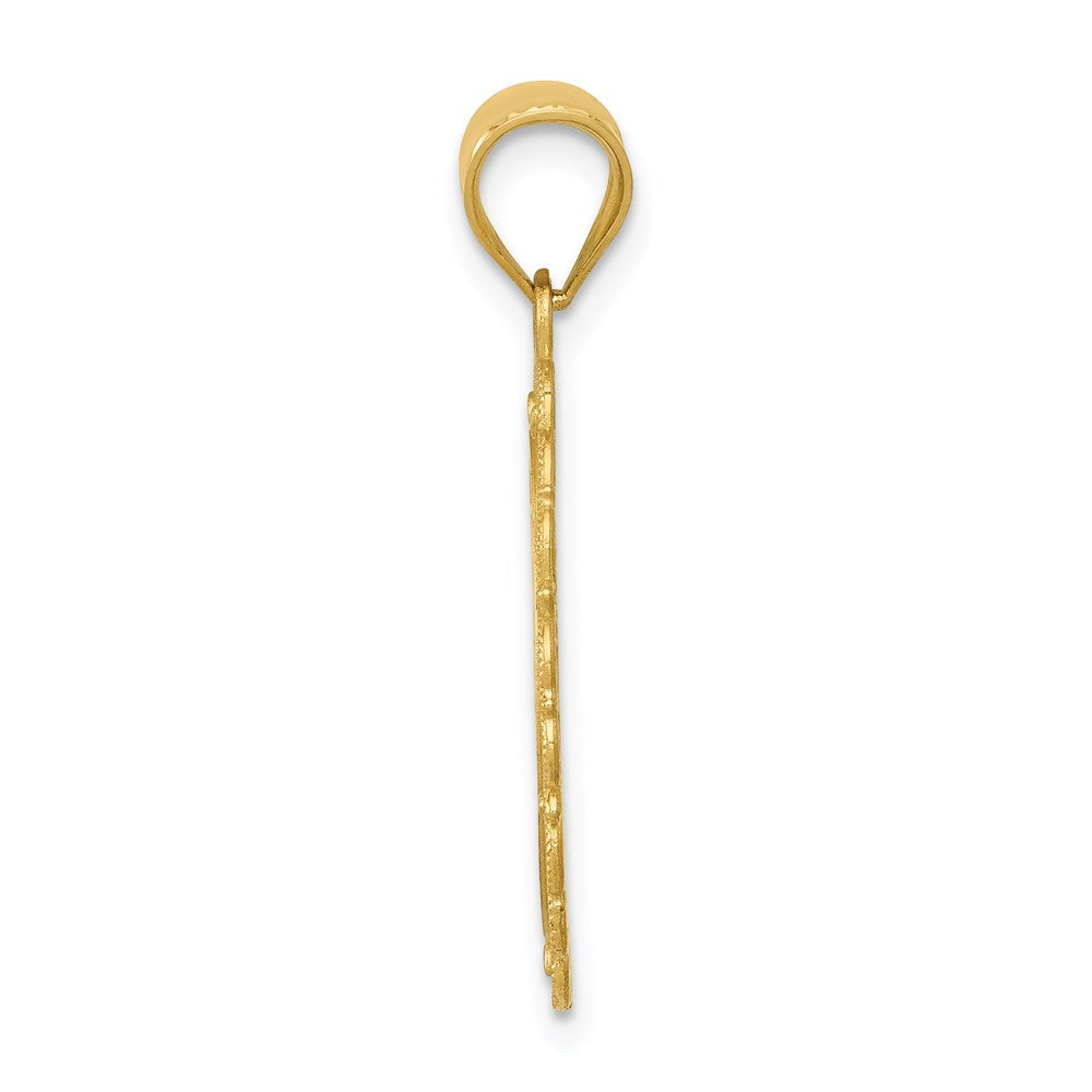 Alternate view of the 14k Yellow Gold Filigree Oval Leo the Lion Zodiac Pendant, 20mm by The Black Bow Jewelry Co.