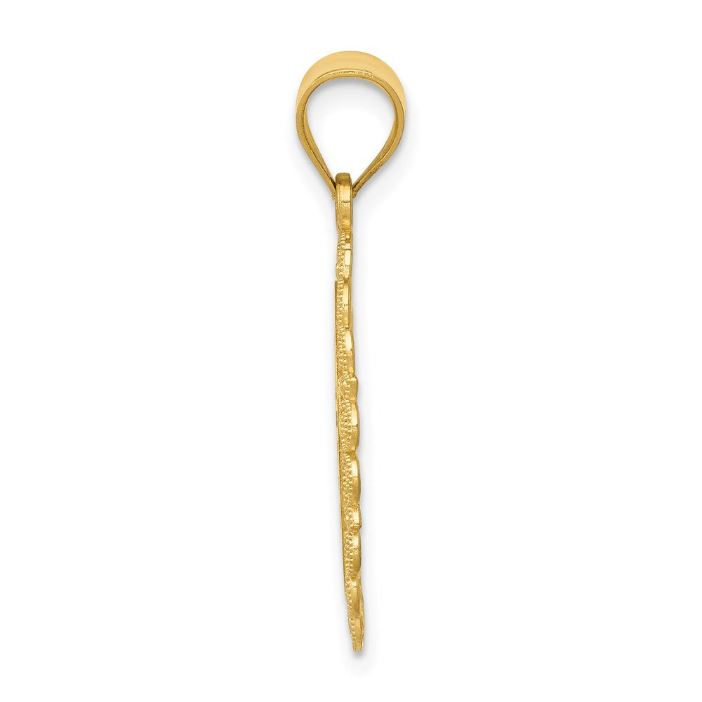 Alternate view of the 14k Yellow Gold Filigree Oval Aquarius the Water Bearer Pendant, 20mm by The Black Bow Jewelry Co.