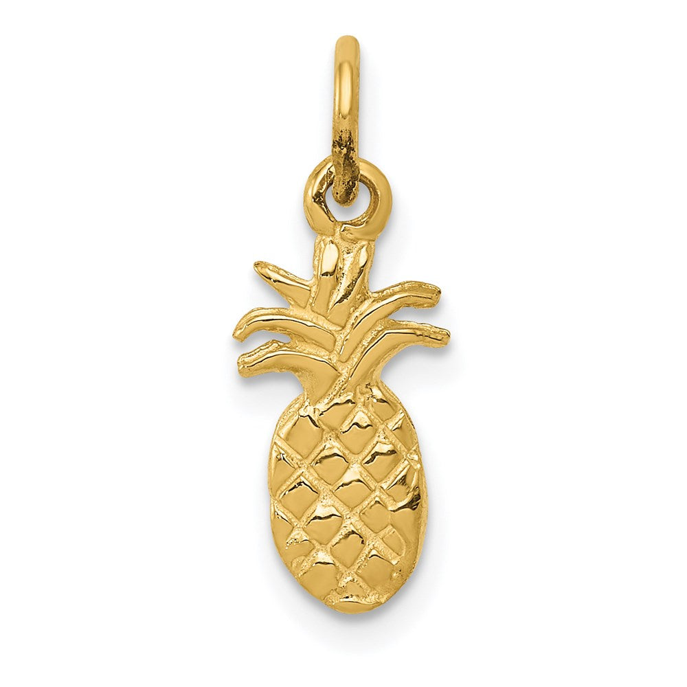 14k Yellow Gold Small Polished Pineapple Charm, Item P10992 by The Black Bow Jewelry Co.