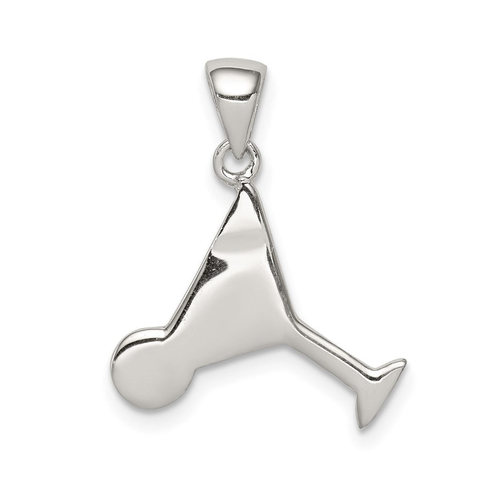 Alternate view of the Sterling Silver, Enamel and Marcasite Martini Glass Pendant by The Black Bow Jewelry Co.