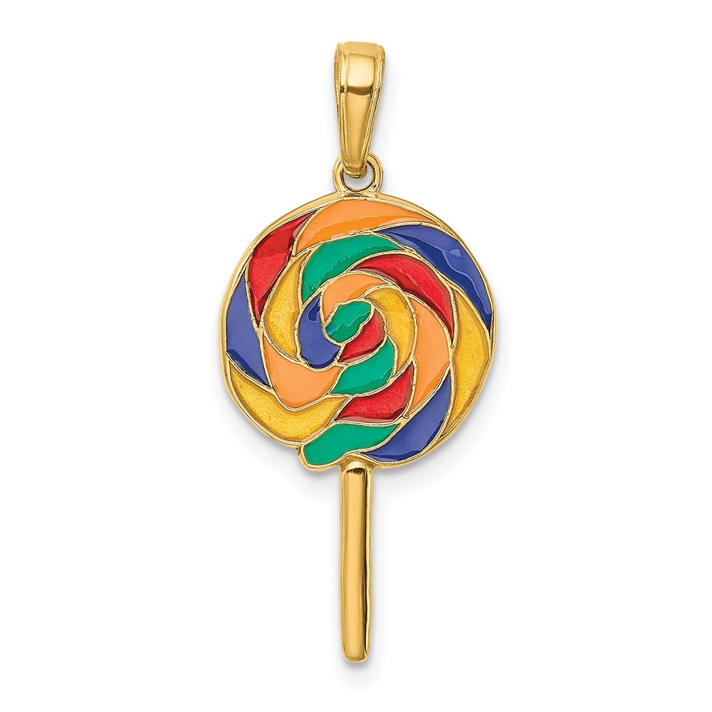 Alternate view of the 14k Yellow Gold and Enamel Lollipop Pendant by The Black Bow Jewelry Co.