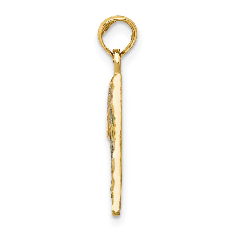 Alternate view of the 14k Yellow Gold Enameled Pizza Slice Pendant by The Black Bow Jewelry Co.