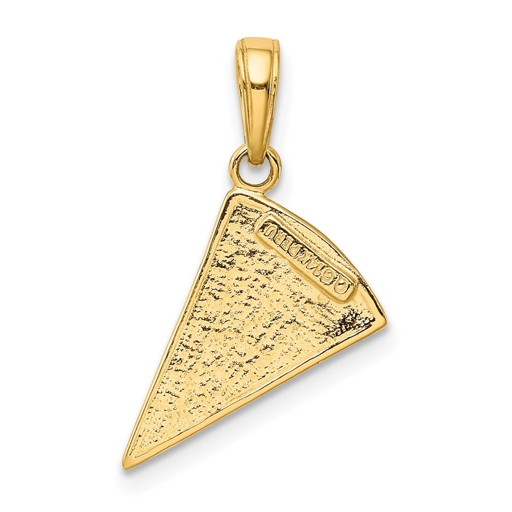 Alternate view of the 14k Yellow Gold Enameled Pizza Slice Pendant by The Black Bow Jewelry Co.