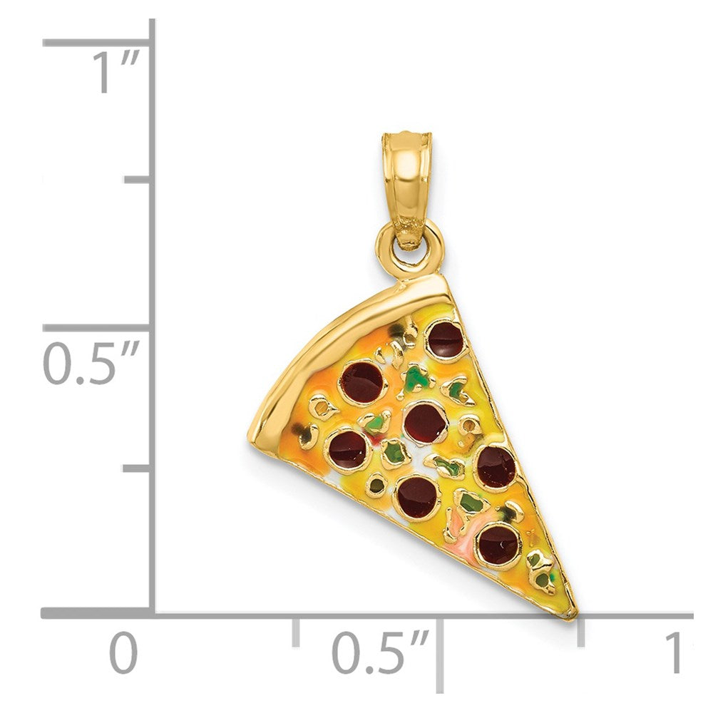 Alternate view of the 14k Yellow Gold Enameled Pizza Slice Pendant by The Black Bow Jewelry Co.