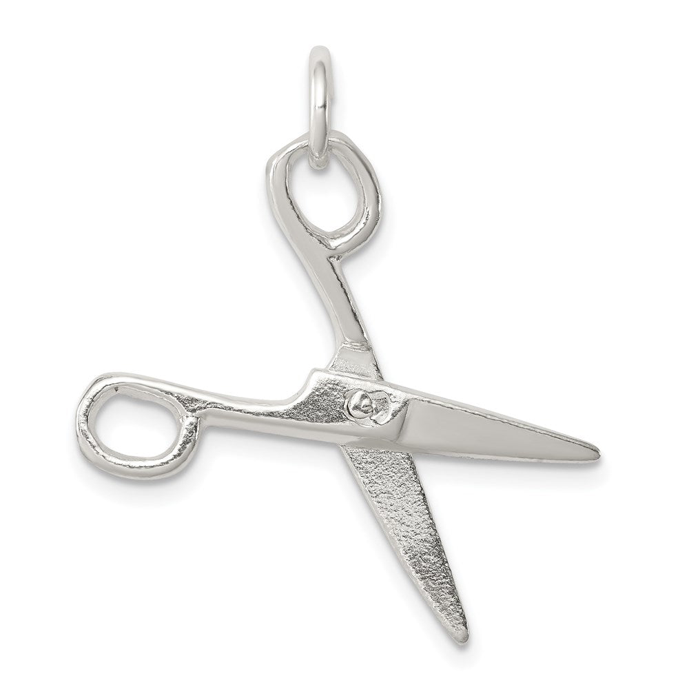 Sterling Silver 3D Moveable Polished Scissors Pendant, Item P11042 by The Black Bow Jewelry Co.