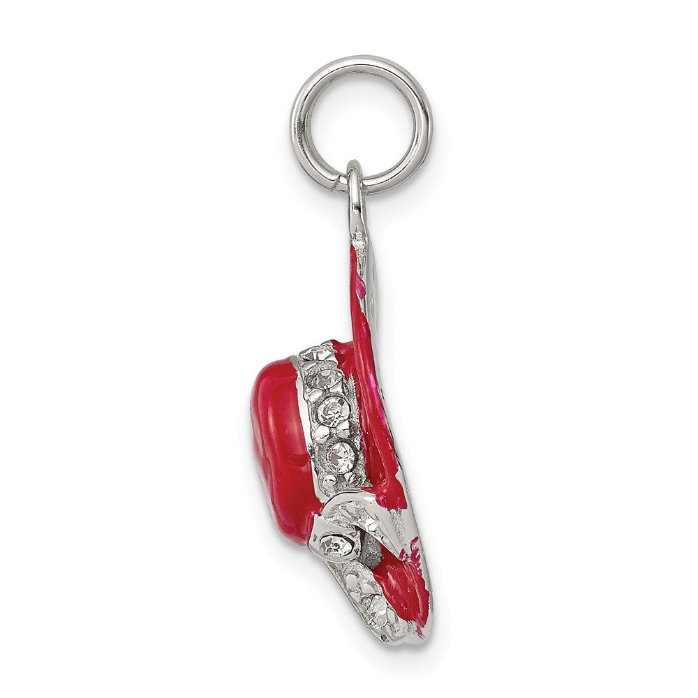 Alternate view of the Sterling Silver Cubic Zirconia and Red Enamel Hat Charm by The Black Bow Jewelry Co.