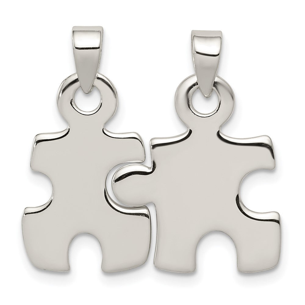 Sterling Silver, Set of 2, Polished Puzzle Piece Pendants, Item P11046 by The Black Bow Jewelry Co.