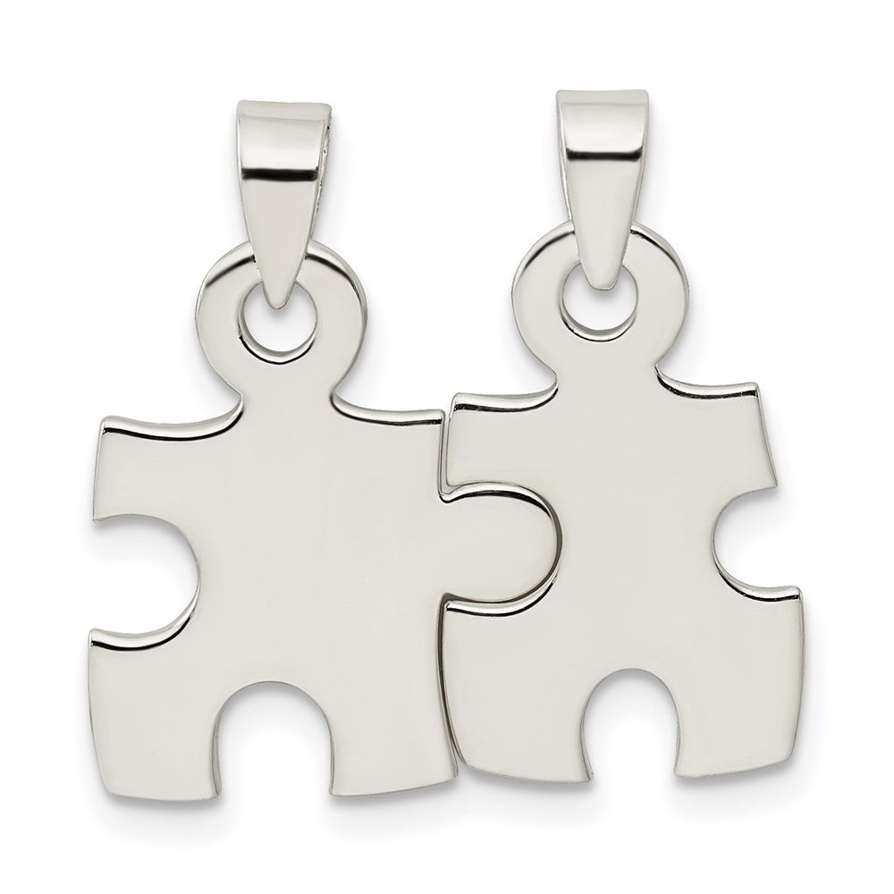Alternate view of the Sterling Silver, Set of 2, Polished Puzzle Piece Pendants by The Black Bow Jewelry Co.