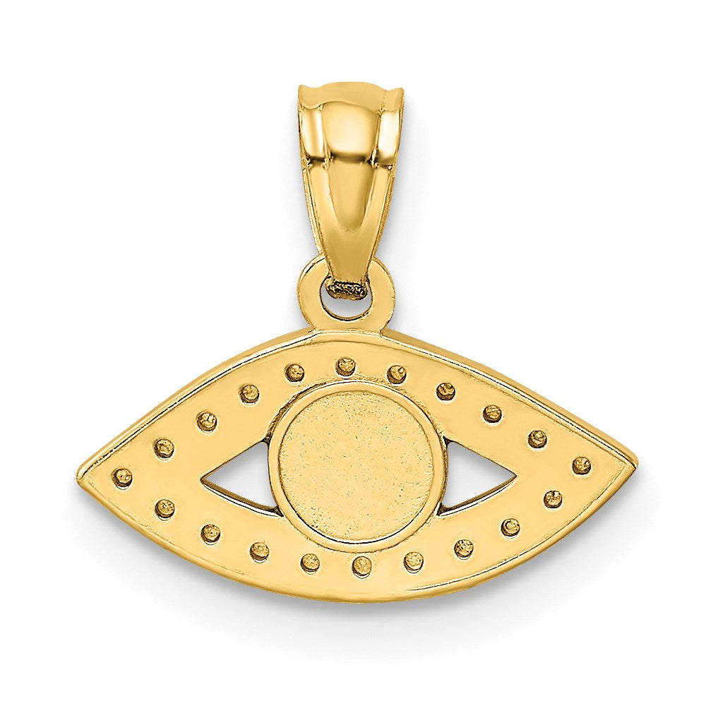 Alternate view of the 14k Yellow Gold and Enameled SMALL Evil Eye Pendant, 14mm (9/16 Inch) by The Black Bow Jewelry Co.