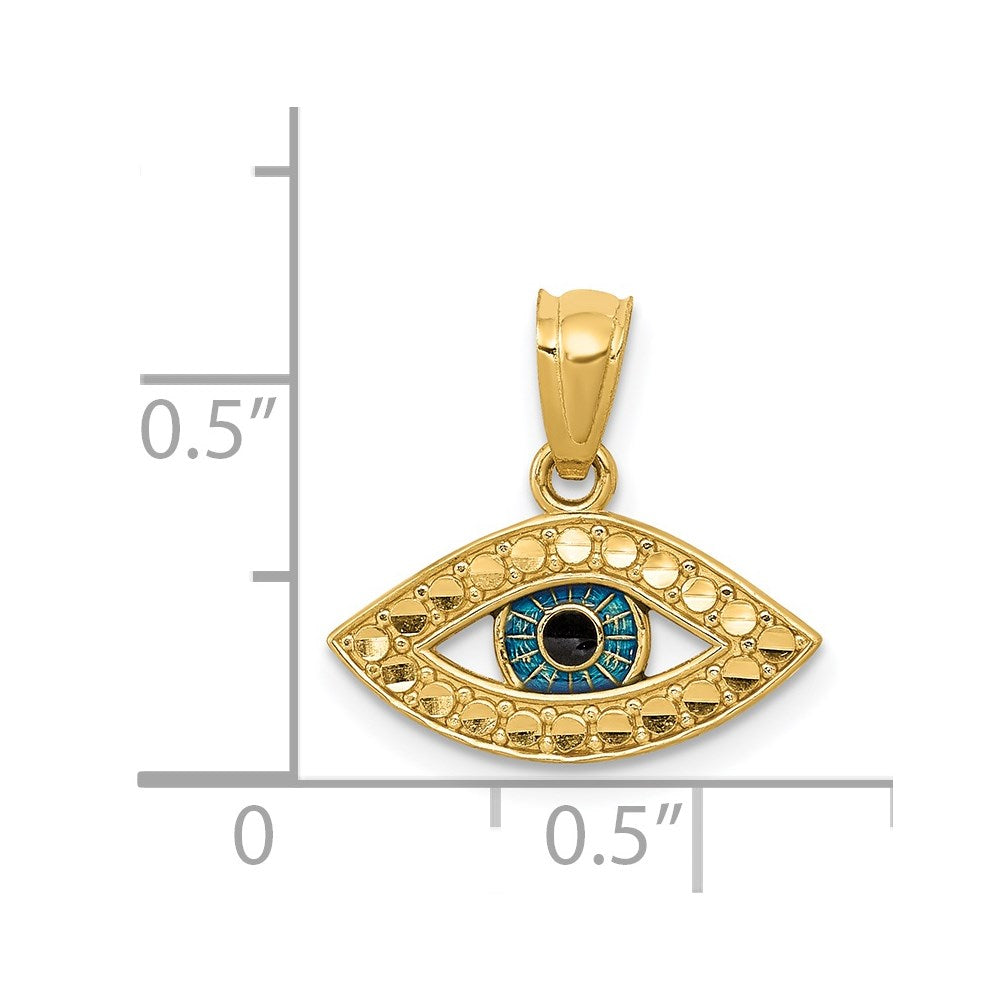Alternate view of the 14k Yellow Gold and Enameled SMALL Evil Eye Pendant, 14mm (9/16 Inch) by The Black Bow Jewelry Co.