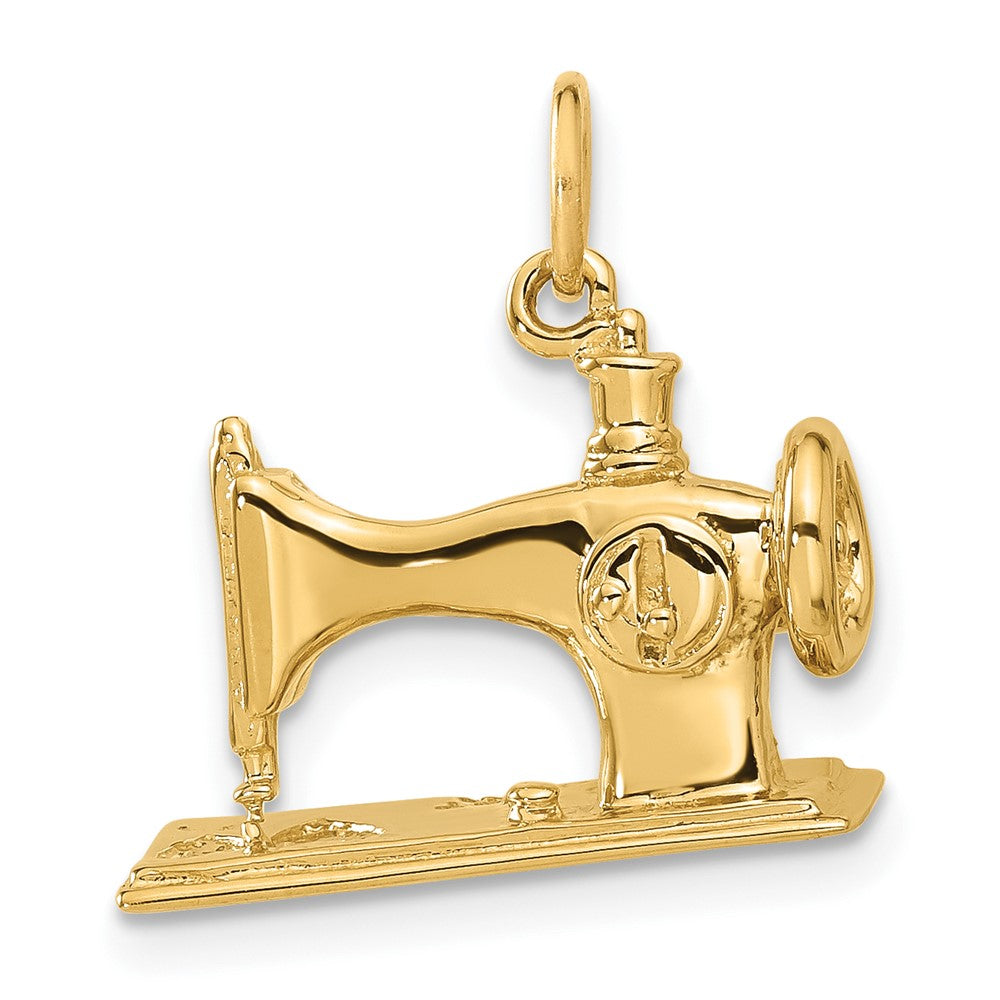 14k Yellow Gold 3D Antique Sewing Machine Charm, Item P11061 by The Black Bow Jewelry Co.