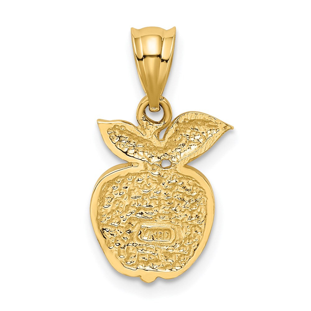 Alternate view of the 14k Yellow Gold Small Red Enameled Apple Pendant by The Black Bow Jewelry Co.