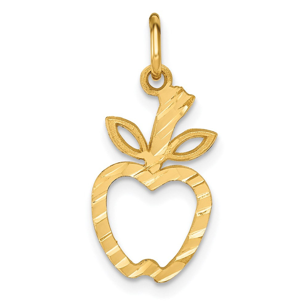 14k Yellow Gold Diamond Cut Apple Silhouette Charm, Item P11075 by The Black Bow Jewelry Co.