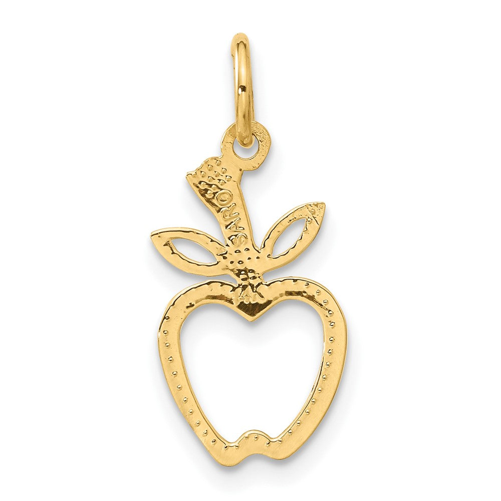 Alternate view of the 14k Yellow Gold Diamond Cut Apple Silhouette Charm by The Black Bow Jewelry Co.