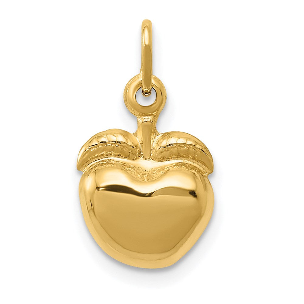 14k Yellow Gold 3D Puffed Apple Charm, Item P11077 by The Black Bow Jewelry Co.