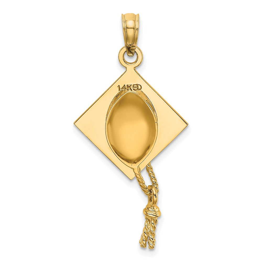 Alternate view of the 14k Yellow Gold 3D Polished Graduation Cap Pendant by The Black Bow Jewelry Co.