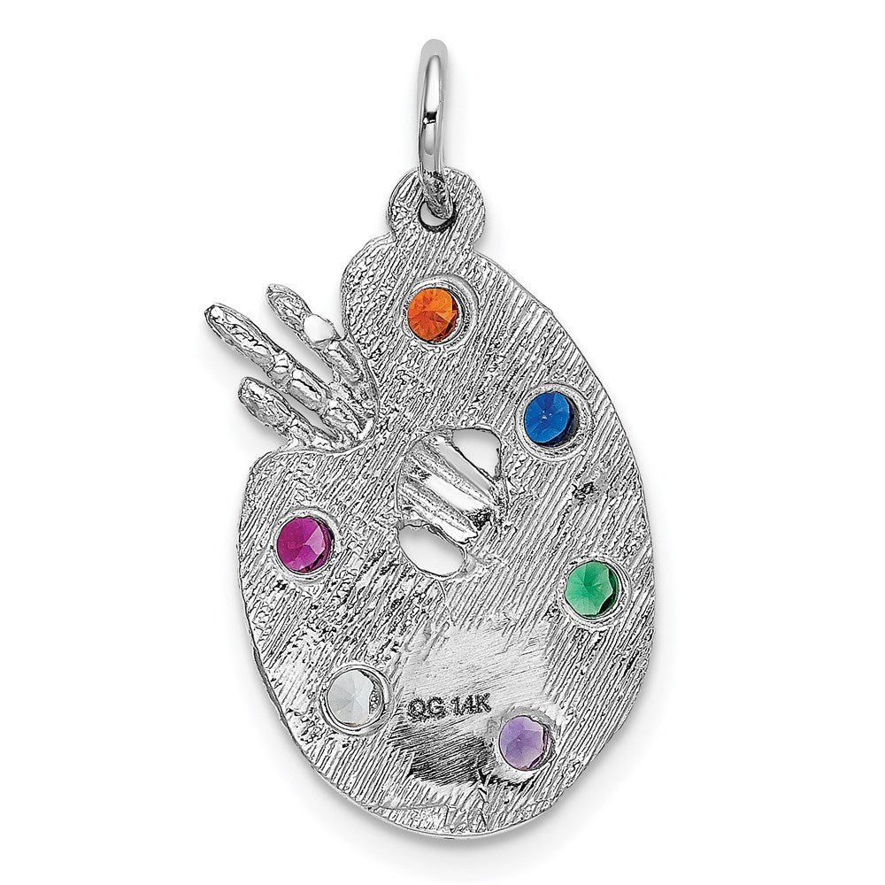 Alternate view of the 14k White Gold and CZ Multicolor Artists Palette Pendant by The Black Bow Jewelry Co.