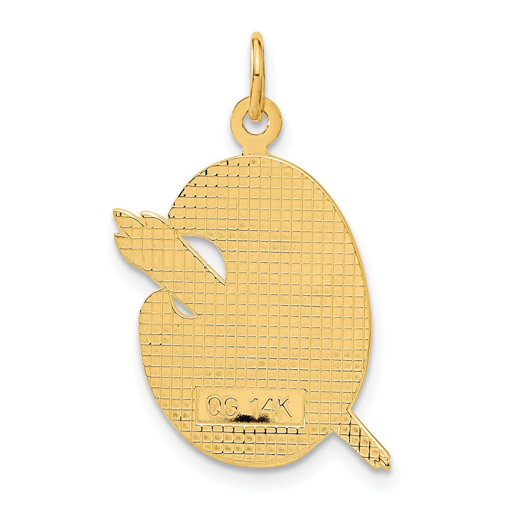 Alternate view of the 14k Yellow Gold and Enameled Polished Artist Palette Pendant by The Black Bow Jewelry Co.