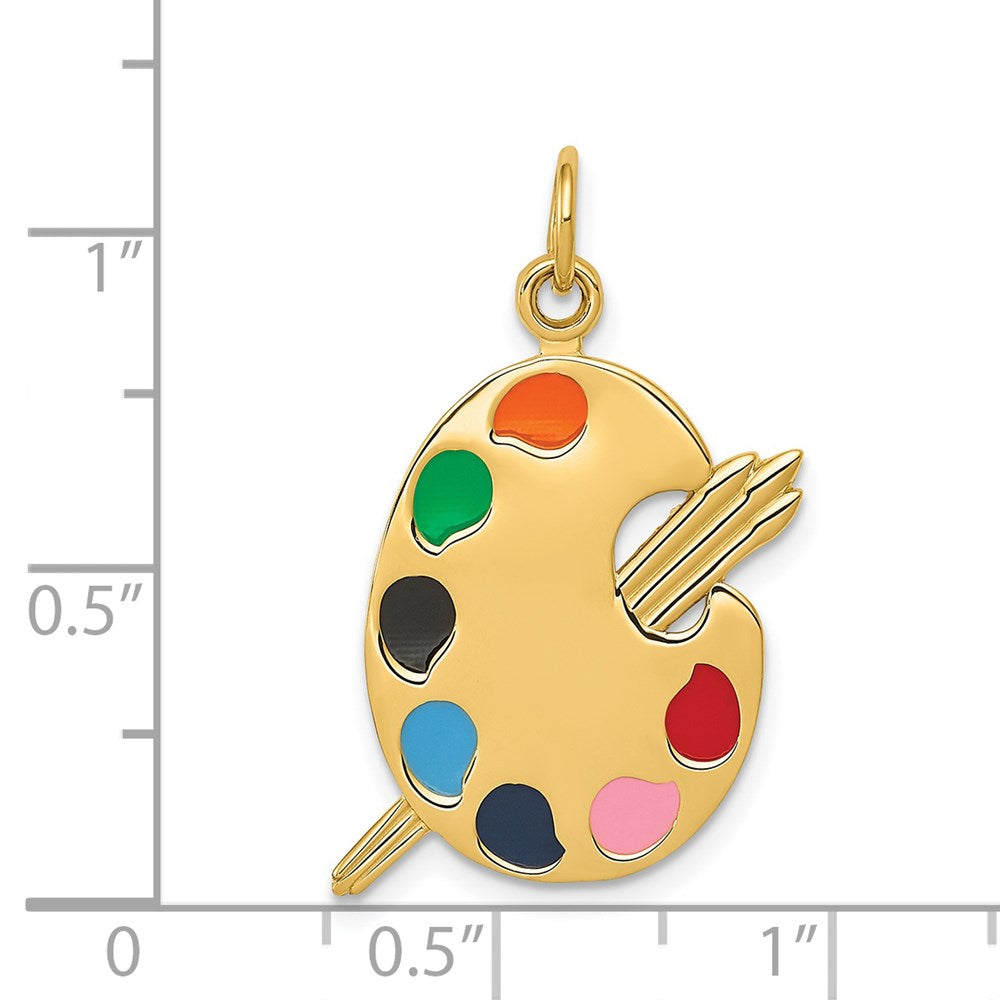Alternate view of the 14k Yellow Gold and Enameled Polished Artist Palette Pendant by The Black Bow Jewelry Co.