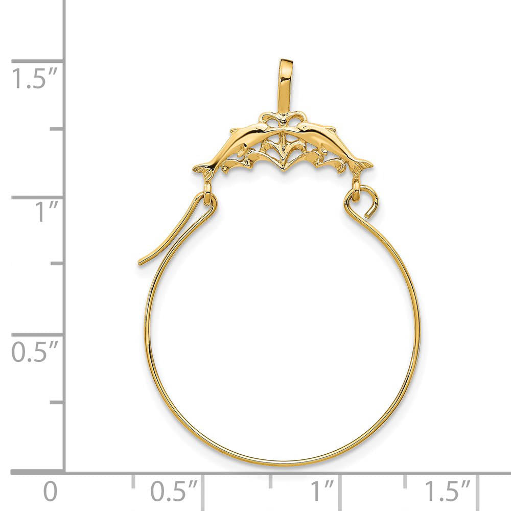 Alternate view of the 14k Yellow Gold Dolphin Charm Holder Pendant by The Black Bow Jewelry Co.