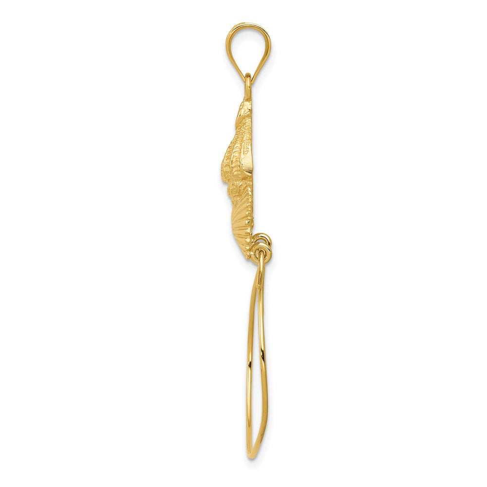 Alternate view of the 14k Yellow Gold Sea Shell Charm Holder Pendant by The Black Bow Jewelry Co.