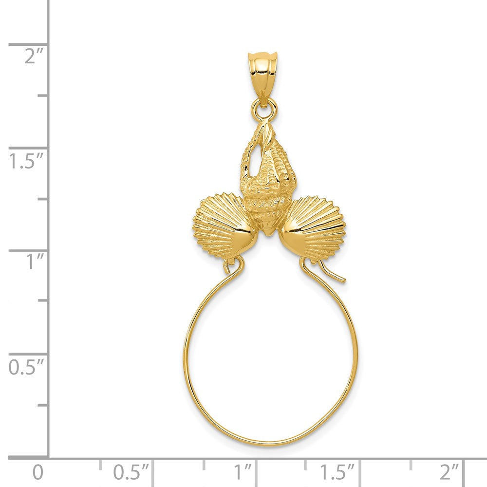 Alternate view of the 14k Yellow Gold Sea Shell Charm Holder Pendant by The Black Bow Jewelry Co.