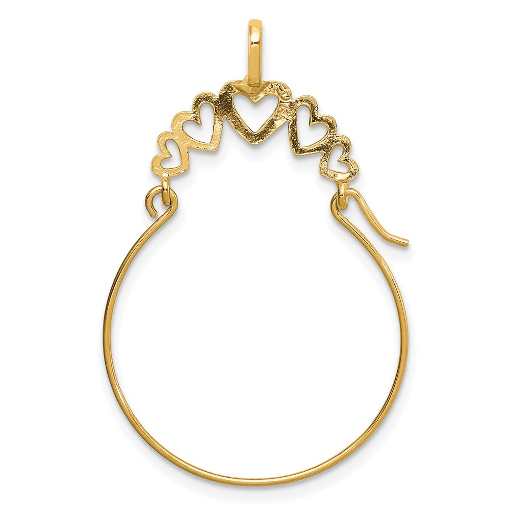 Alternate view of the 14k Yellow Gold Polished Five Heart Charm Holder Pendant by The Black Bow Jewelry Co.