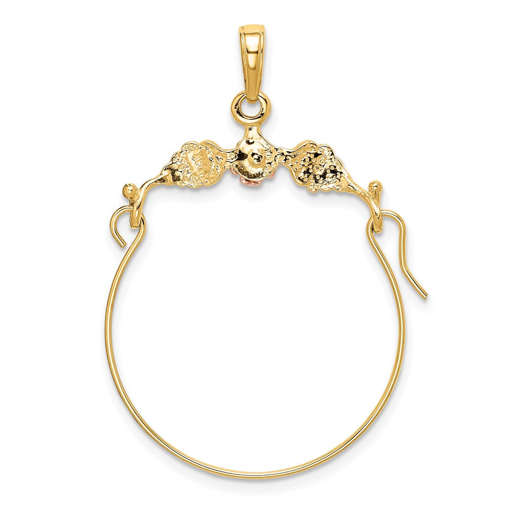 Alternate view of the 14k Yellow and Rose Gold Two Tone Floral Charm Holder Pendant by The Black Bow Jewelry Co.