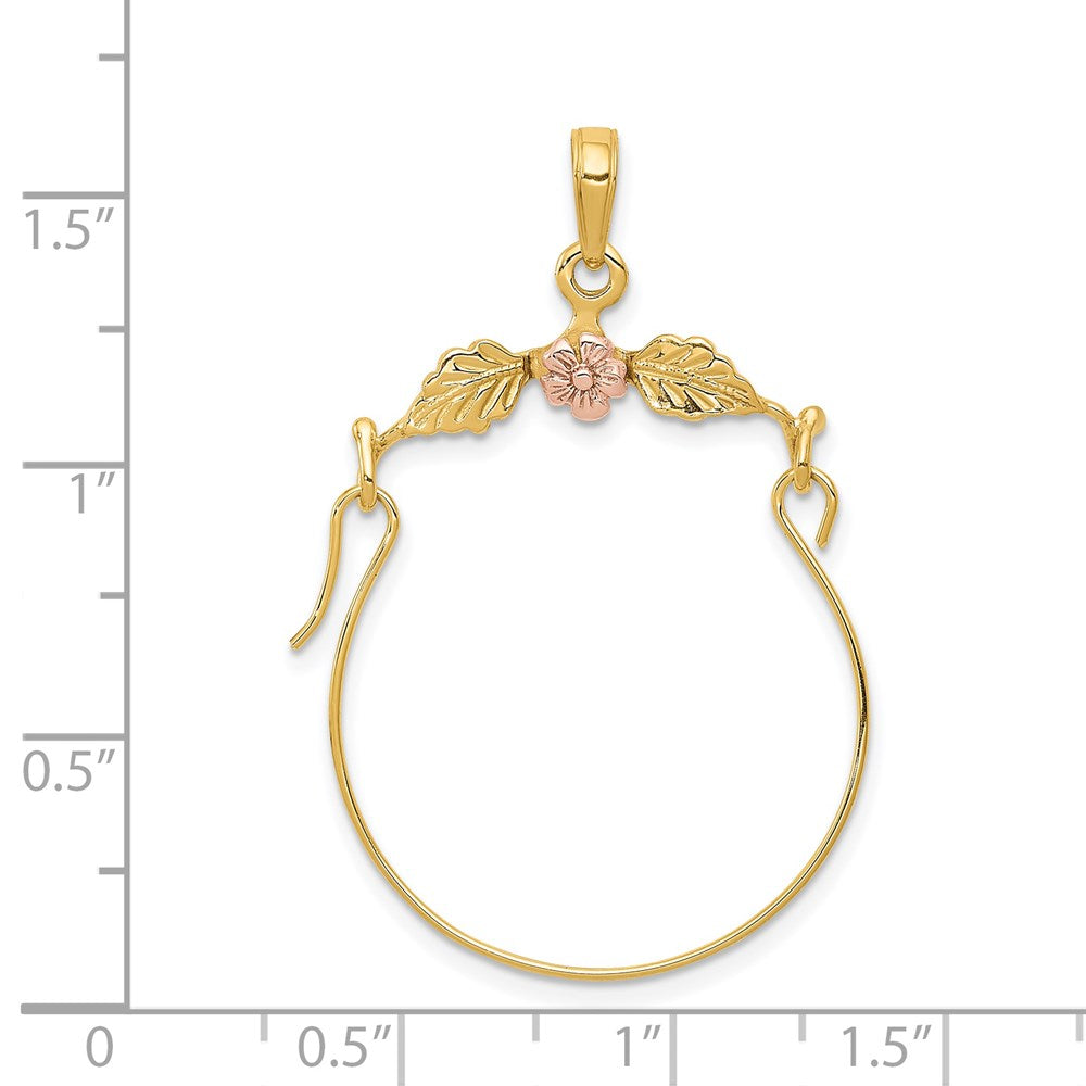 Alternate view of the 14k Yellow and Rose Gold Two Tone Floral Charm Holder Pendant by The Black Bow Jewelry Co.
