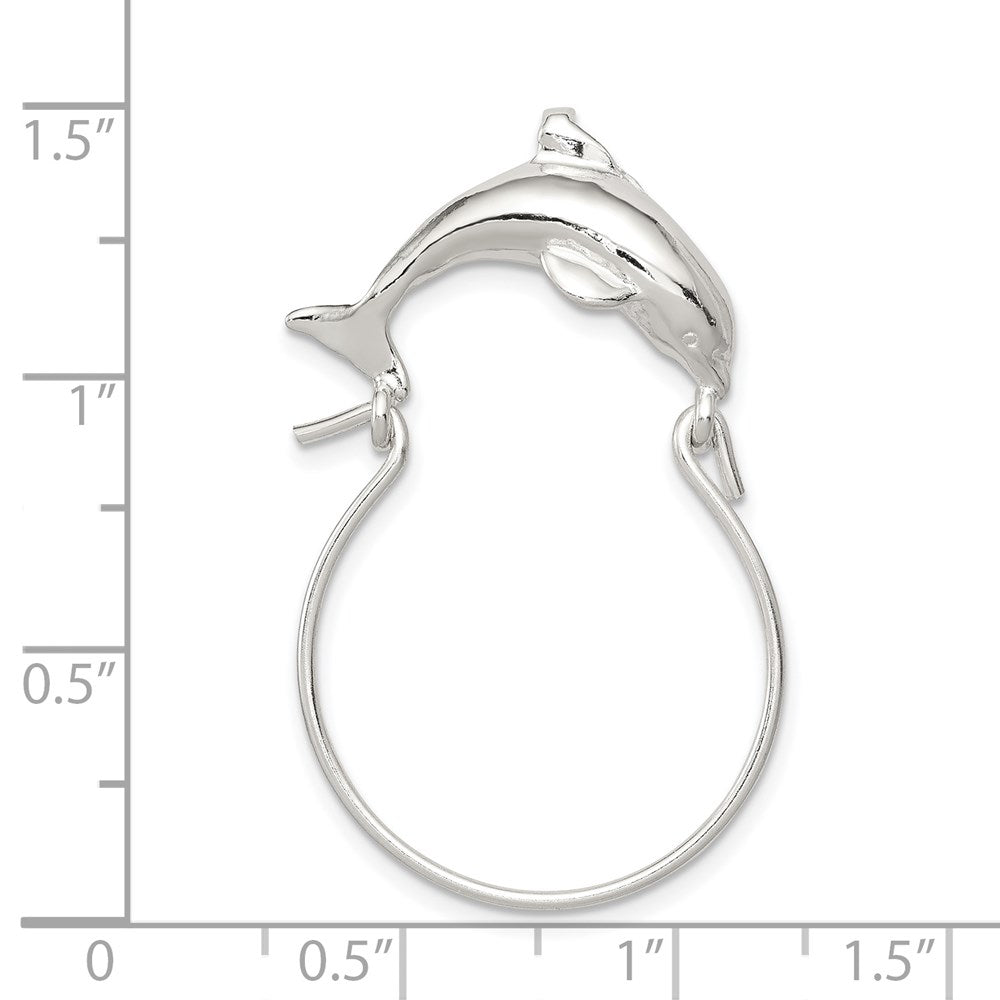 Alternate view of the Sterling Silver Dolphin Charm Holder Necklace by The Black Bow Jewelry Co.