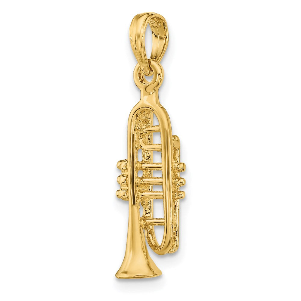 Alternate view of the 14k Yellow Gold 3D Vertical Trumpet Pendant by The Black Bow Jewelry Co.