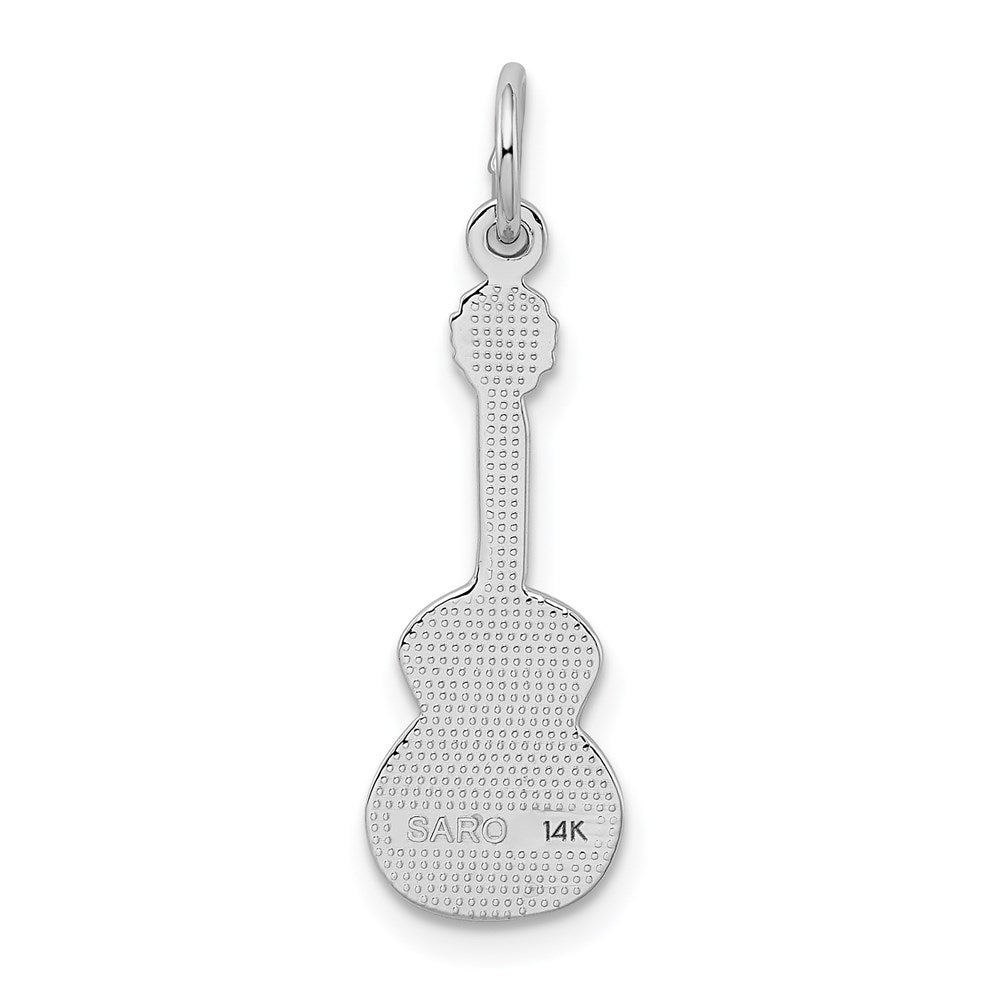 Alternate view of the 14k White Gold Vertical Classical Guitar Charm by The Black Bow Jewelry Co.