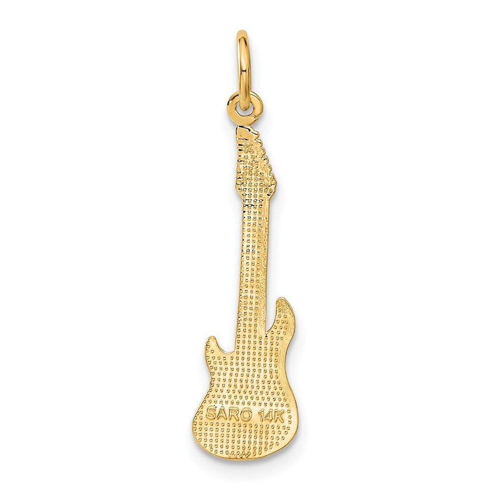 Alternate view of the 14k Yellow Gold Vertical Electric Guitar Charm by The Black Bow Jewelry Co.