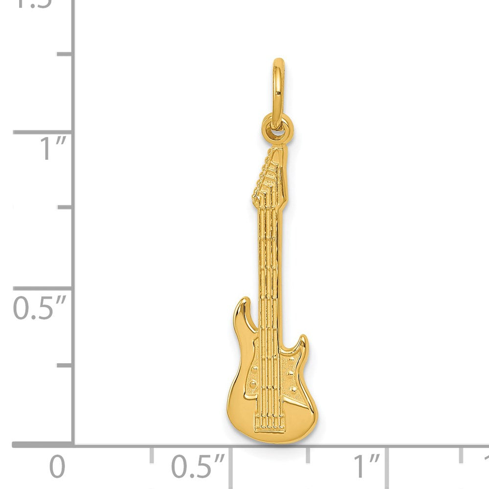 Alternate view of the 14k Yellow Gold Vertical Electric Guitar Charm by The Black Bow Jewelry Co.