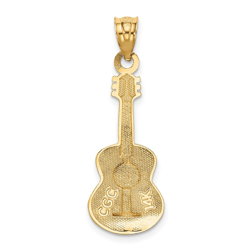 Alternate view of the 14k Yellow Gold Black Enameled Acoustic Guitar Pendant by The Black Bow Jewelry Co.