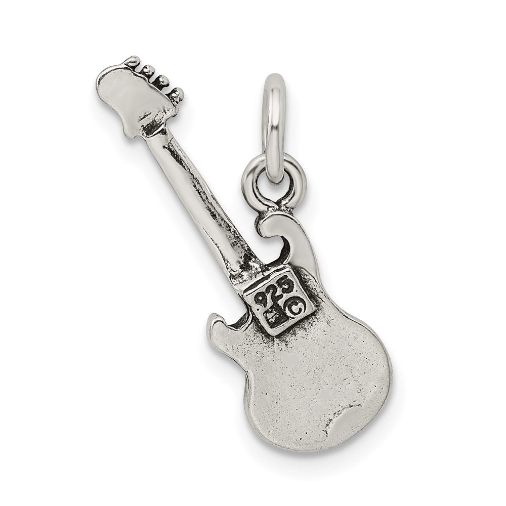 Alternate view of the Sterling Silver 3D Antiqued Electric Guitar Pendant by The Black Bow Jewelry Co.