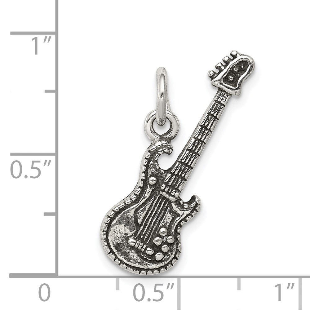 Alternate view of the Sterling Silver 3D Antiqued Electric Guitar Pendant by The Black Bow Jewelry Co.