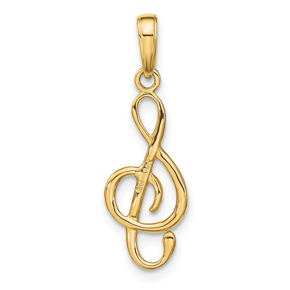 Alternate view of the 14k Yellow Gold 3D Polished Clef Note Pendant by The Black Bow Jewelry Co.