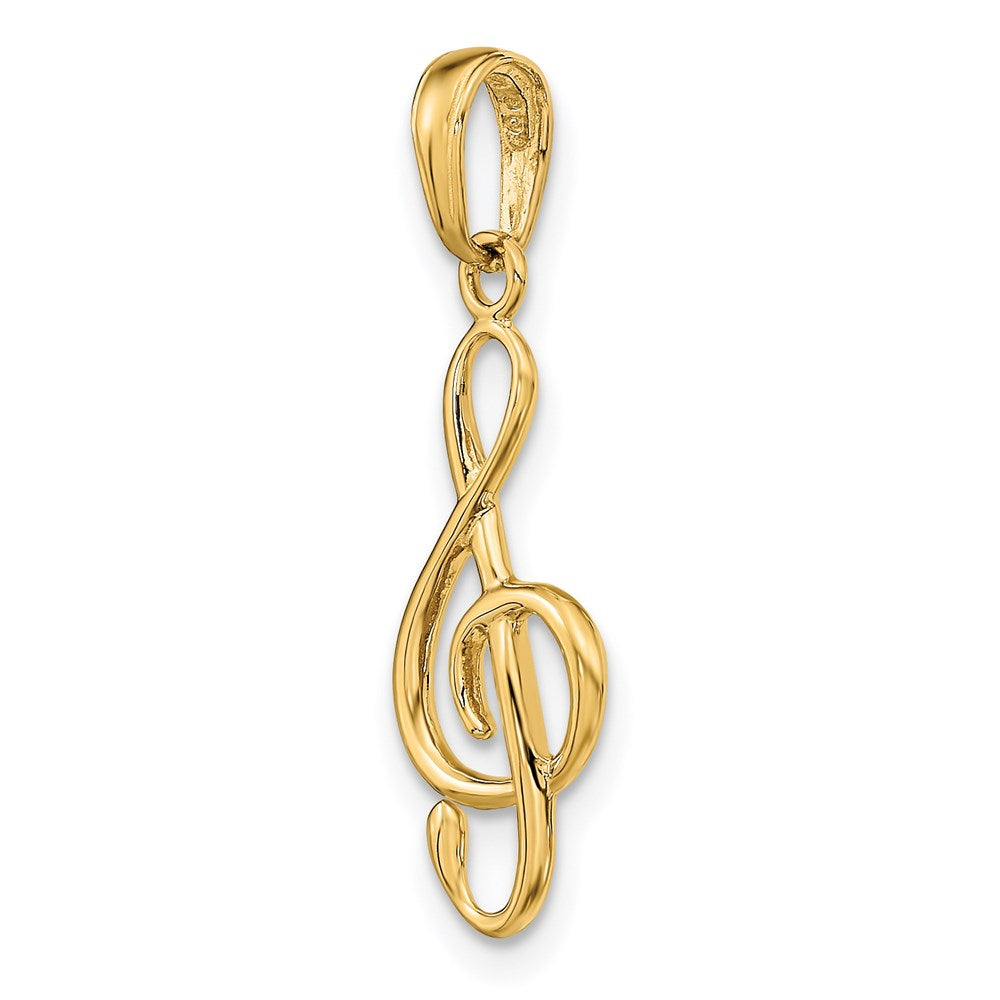 Alternate view of the 14k Yellow Gold 3D Polished Clef Note Pendant by The Black Bow Jewelry Co.